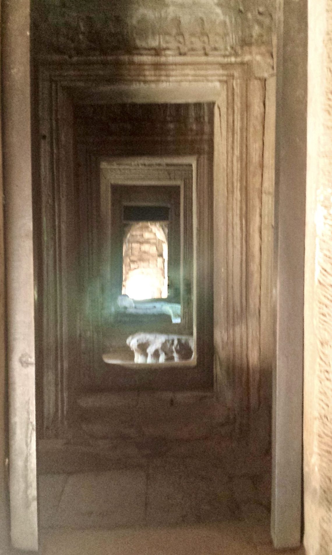 Series of doorways, temple in Ankor Watt, Cambodia, 2015